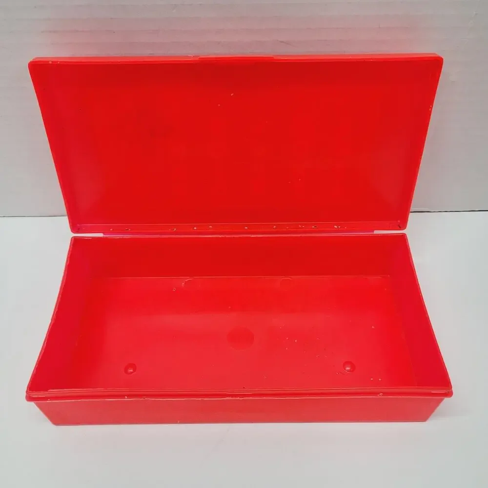 Vtg 80s Chef Boyardee Advertisement Neon Orange Plastic Crayon Pencil Box Case